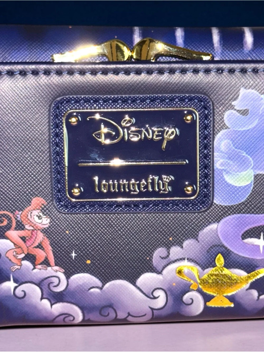 Loungefly Disney Princess Jasmine & Rajah Kiss Lock Trifold Snap Wallet